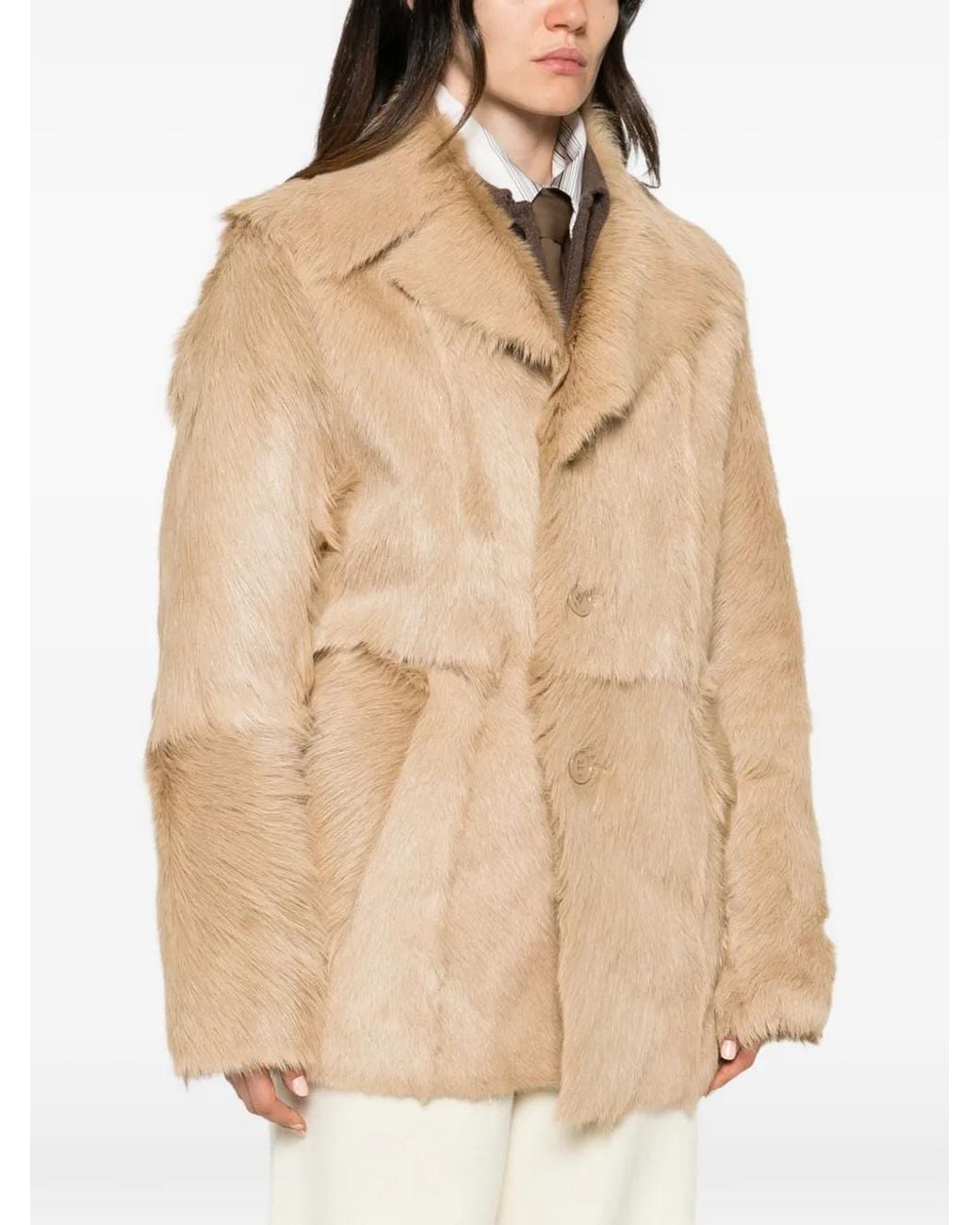 AMI Natural Notch-Lapel Coat