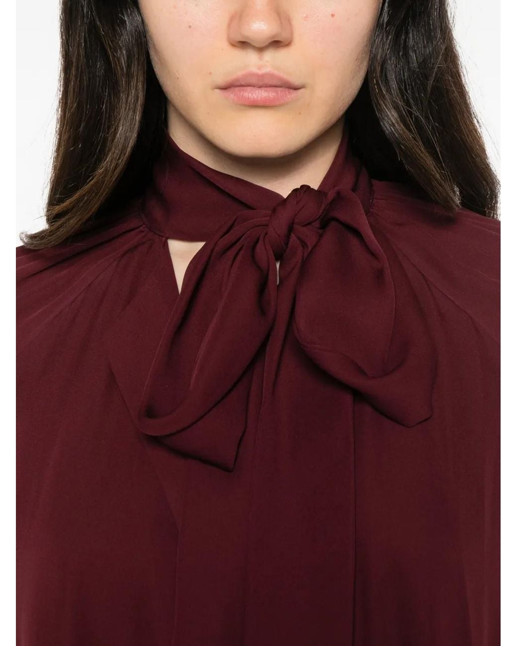Jonathan Simkhai Purple Tie-Neck Long-Sleeve Mini Dress