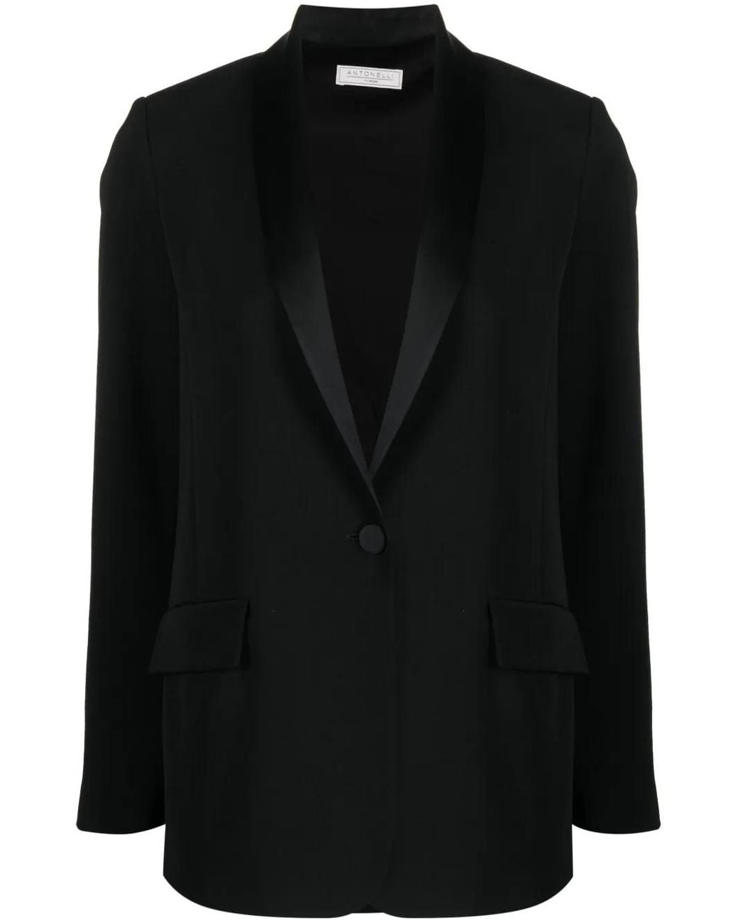 Antonelli Black Shawl-Lapel Single-Breasted Blazer