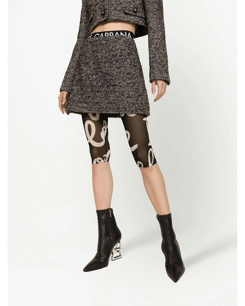 Dolce & Gabbana Gray Speckled Tweed Miniskirt