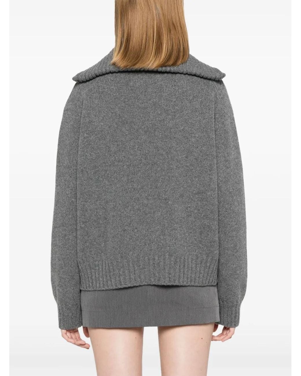 Plan C Gray Melierter Pullover