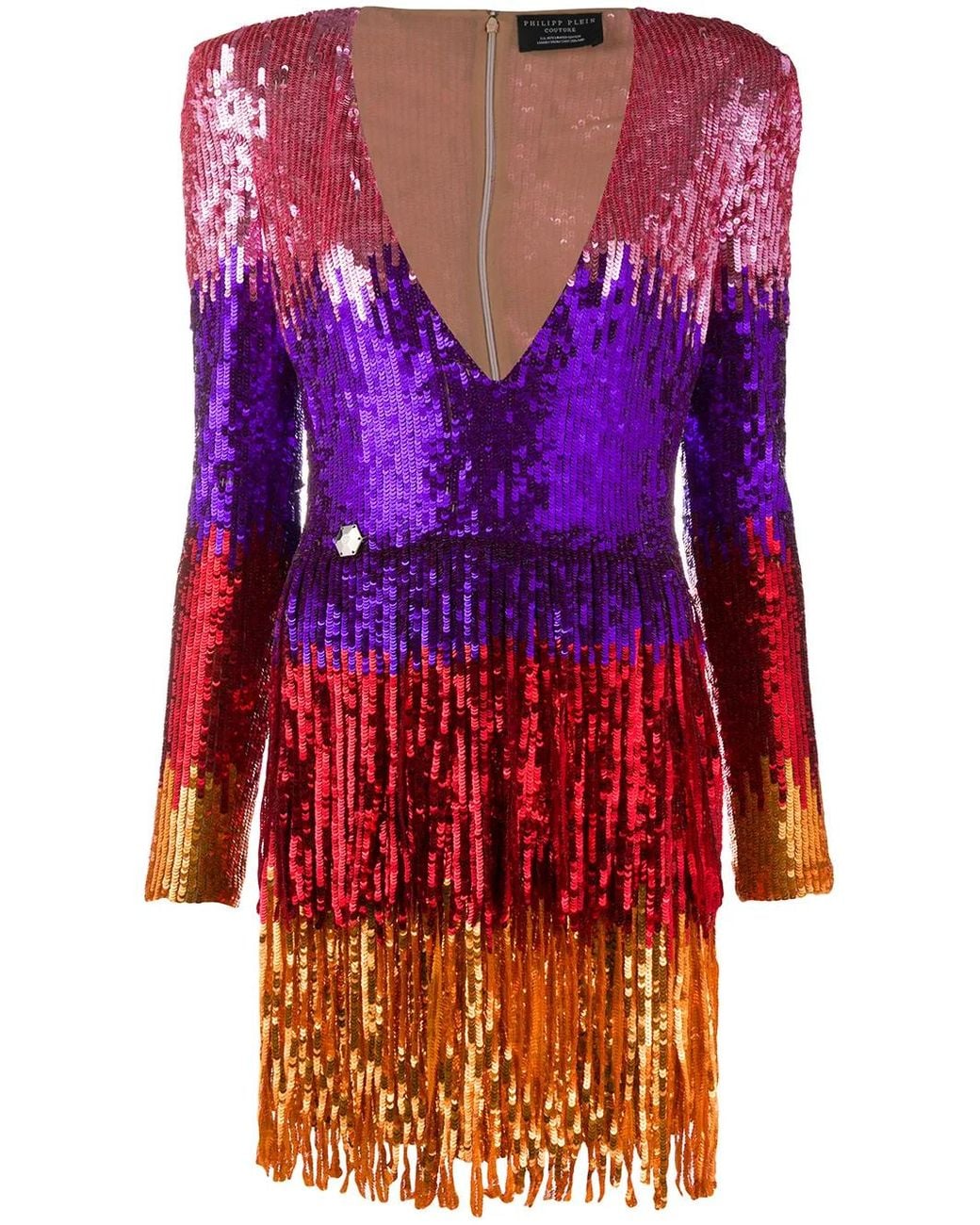 Philipp Plein Red Colour-Block Mini Dress