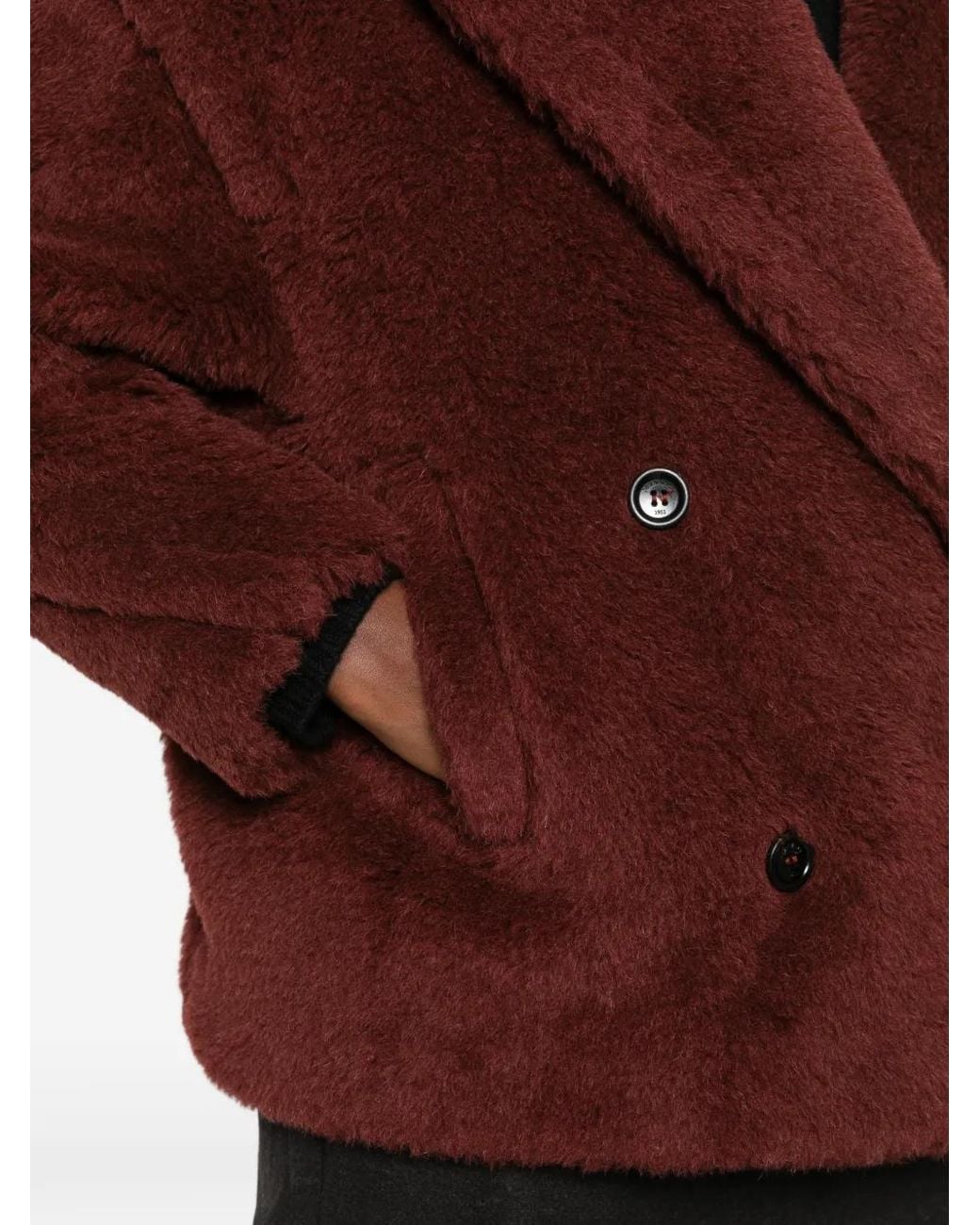 Max Mara Red Double-Breasted Teddy Coat