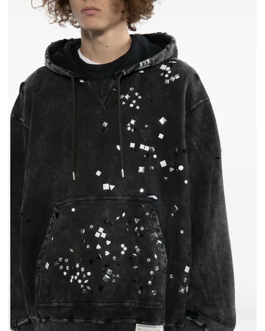 Maison Mihara Yasuhiro Black Stud-Embellished Hoodie for men
