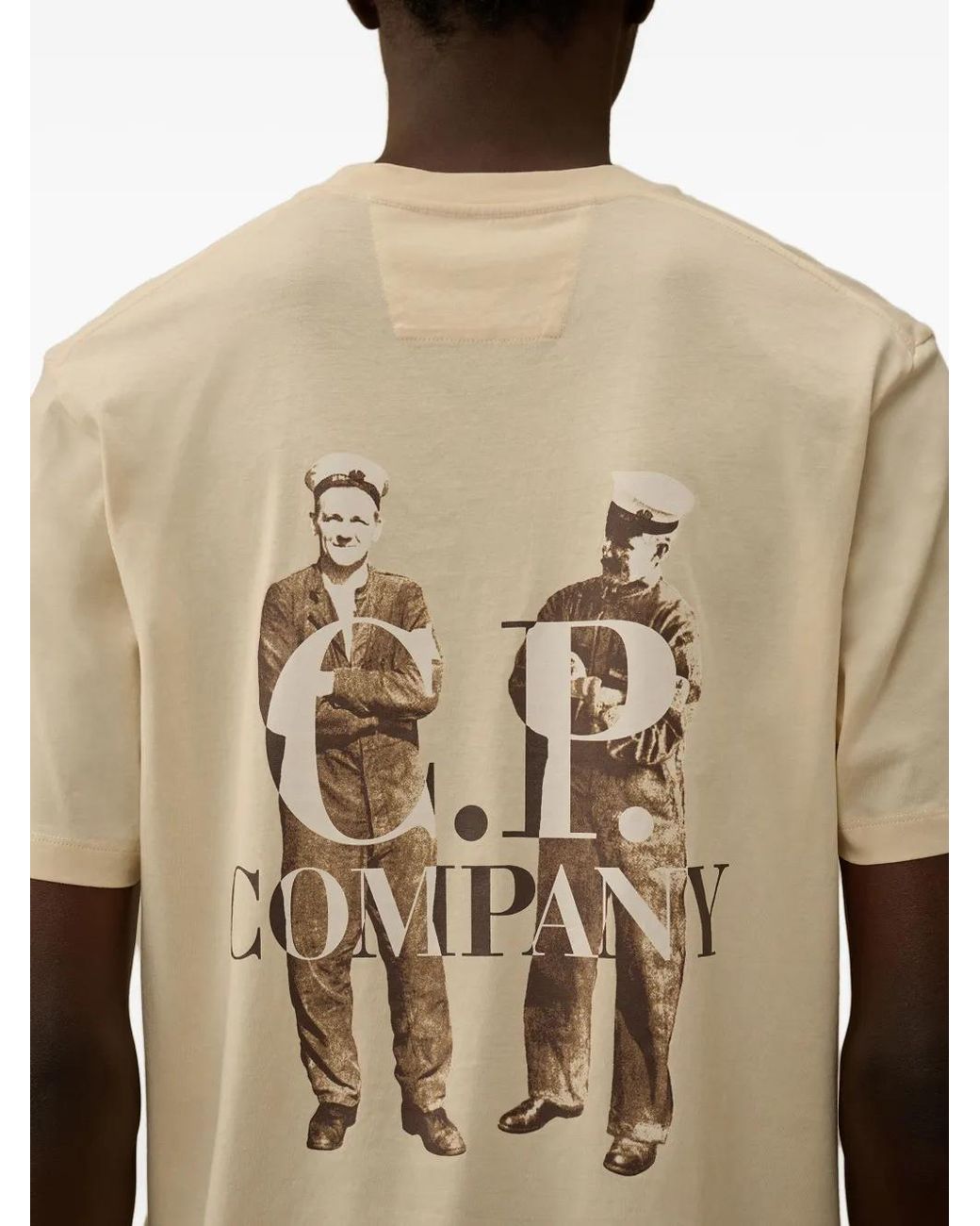 C P Company Natural Logo-Print T-Shirt for men