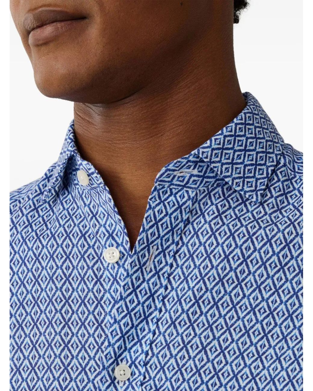Hackett Blue Clay-Print Short-Sleeve Shirt for men