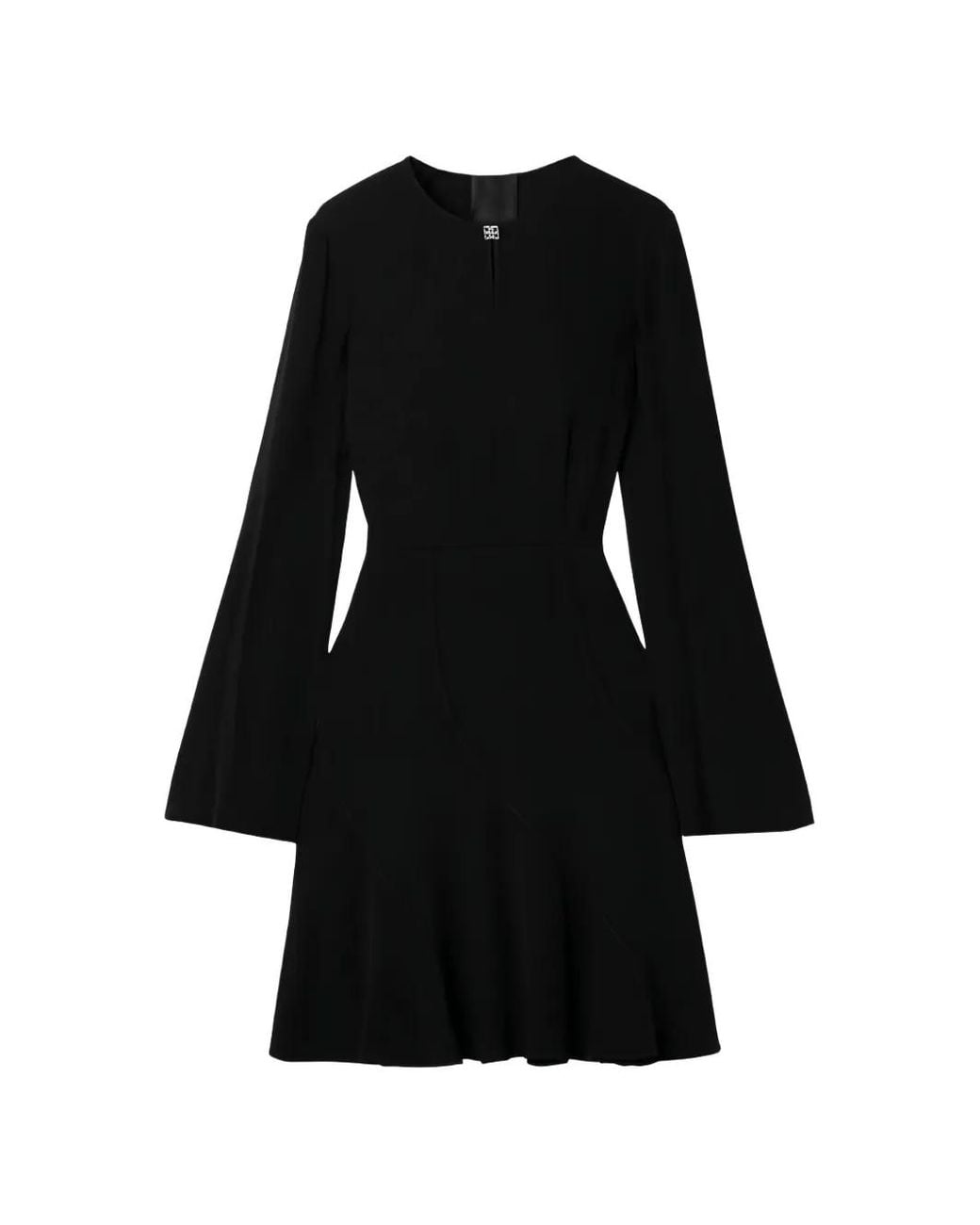 Givenchy Black Ruffled Long-Sleeve Mini Dress