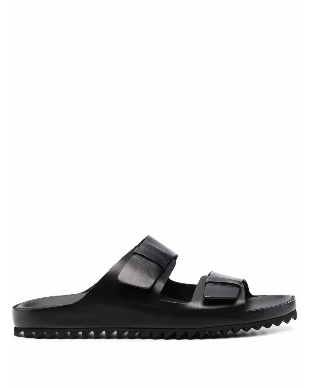 Officine Creative Black Double Strap Flat Sandals for men