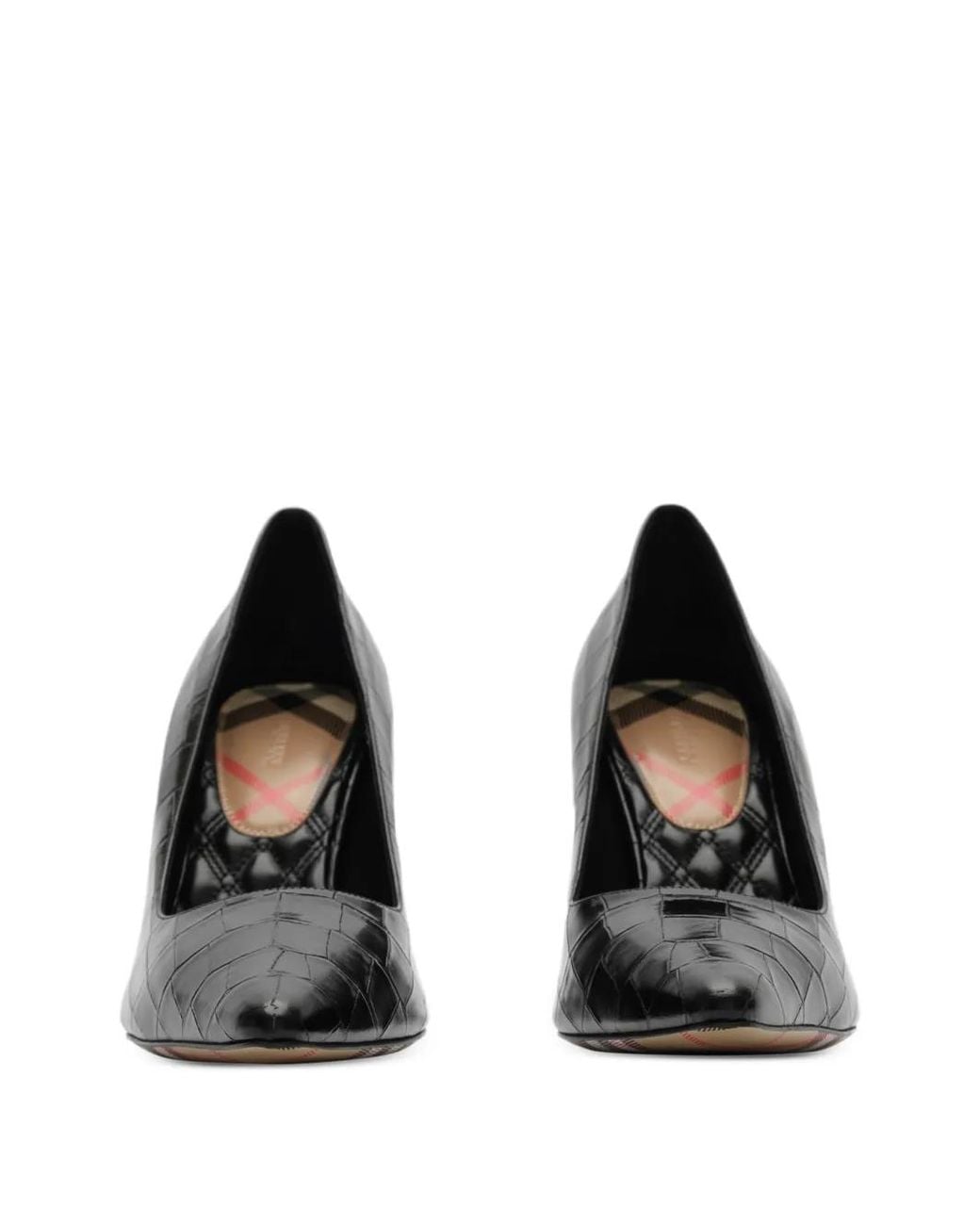 Burberry Black Crocodile-Effect Leather Dame High Pumps