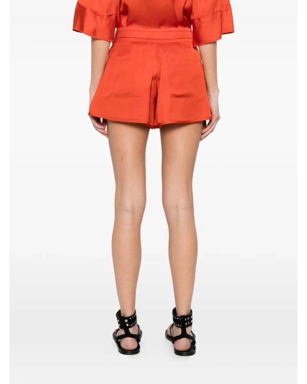 IRO Red Belted Pleated Shorts