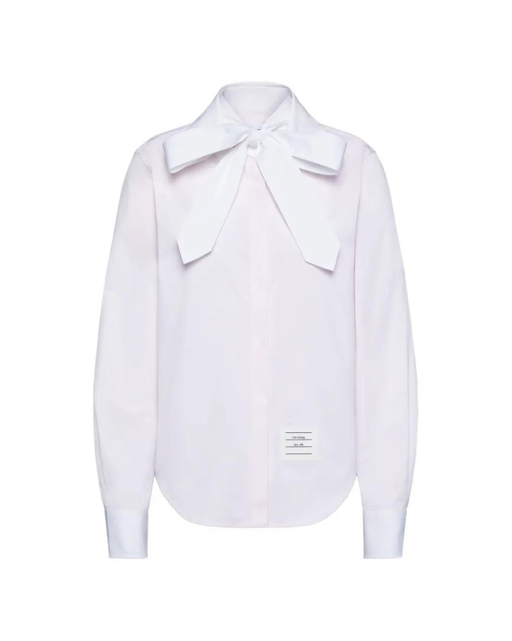 Thom Browne White Stripe Bow Blouse