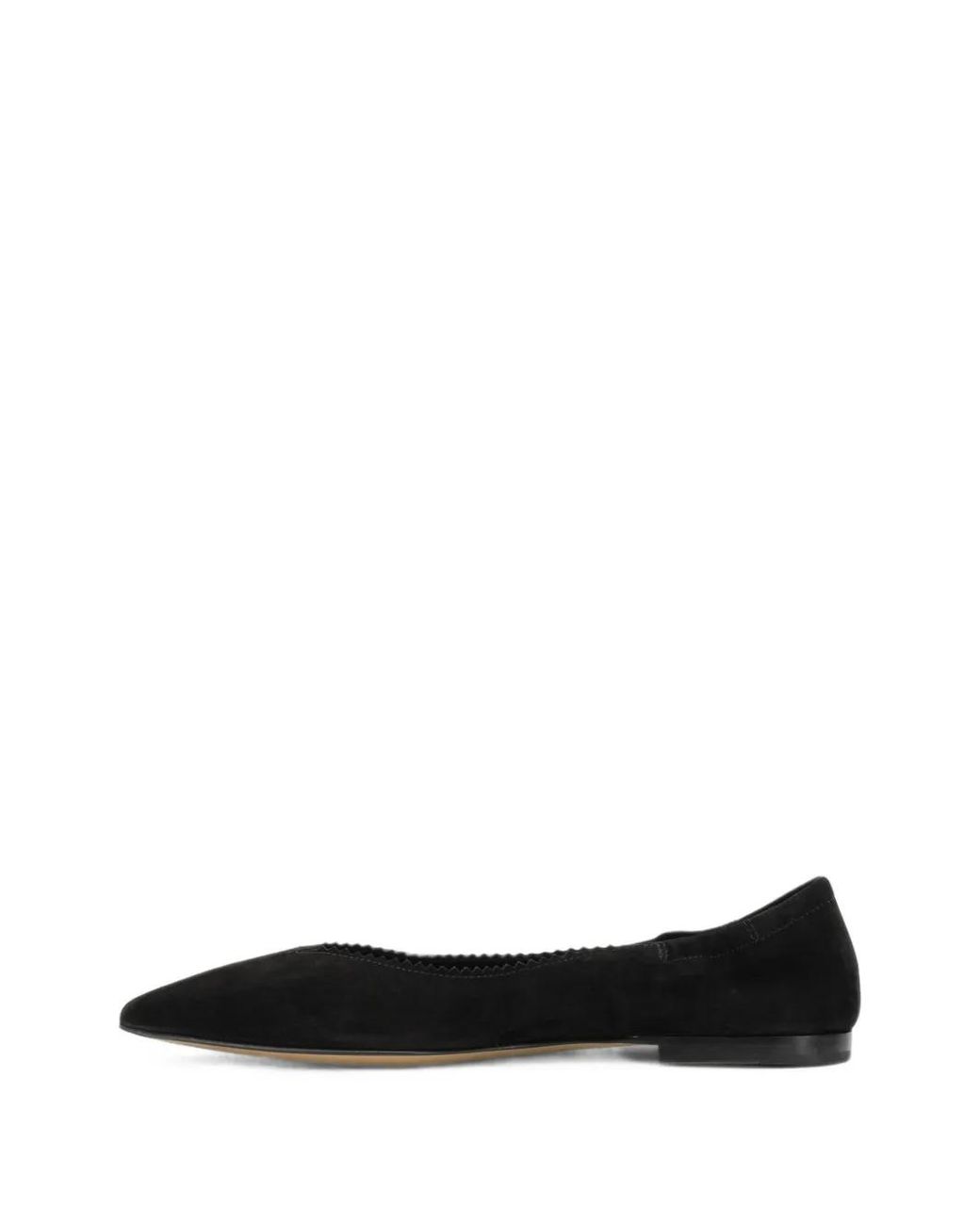 Pomme D ́Or Black Suede Pointed-Toe Ballet Flats