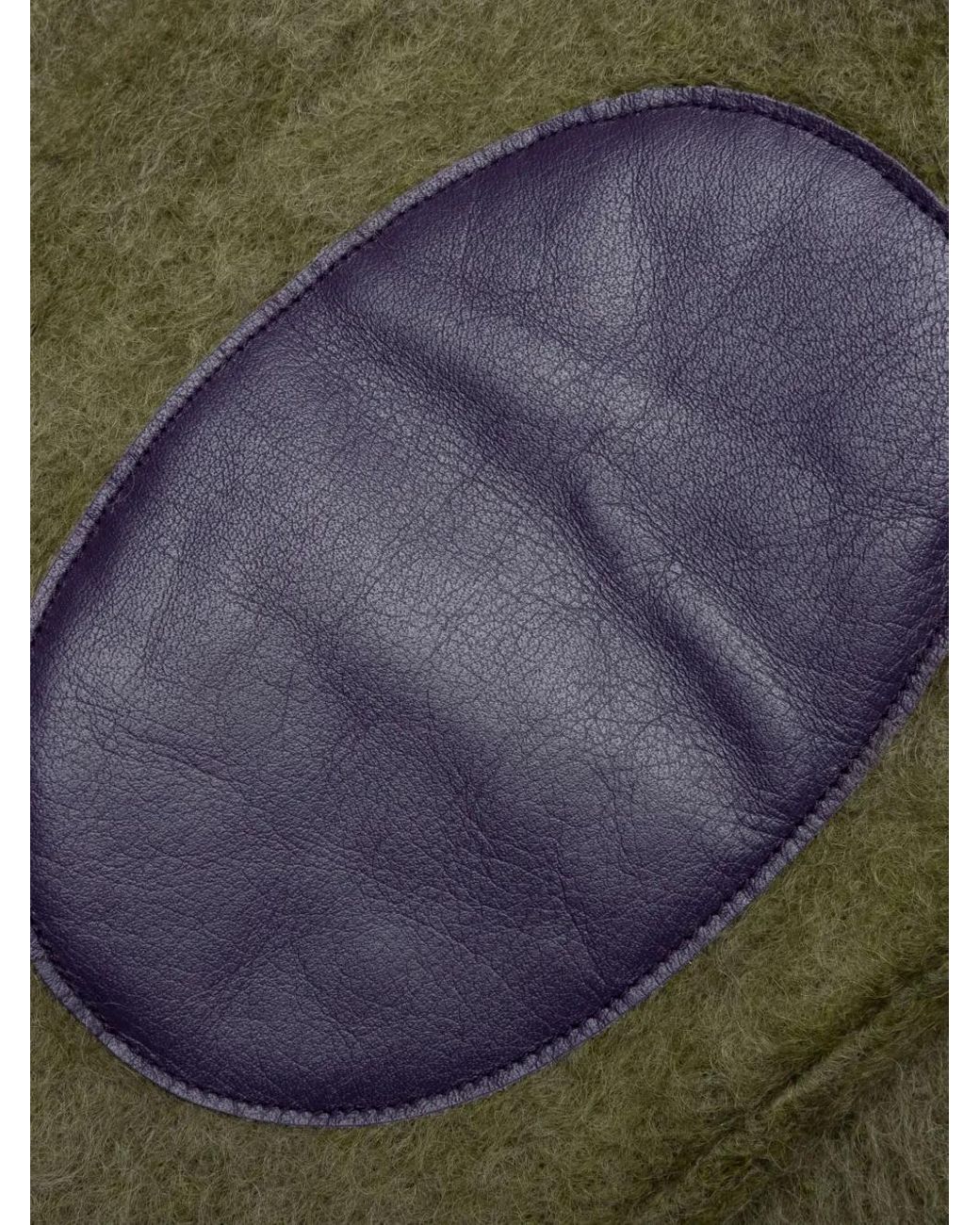 Needles Green Leather-Patch Cardigan for men
