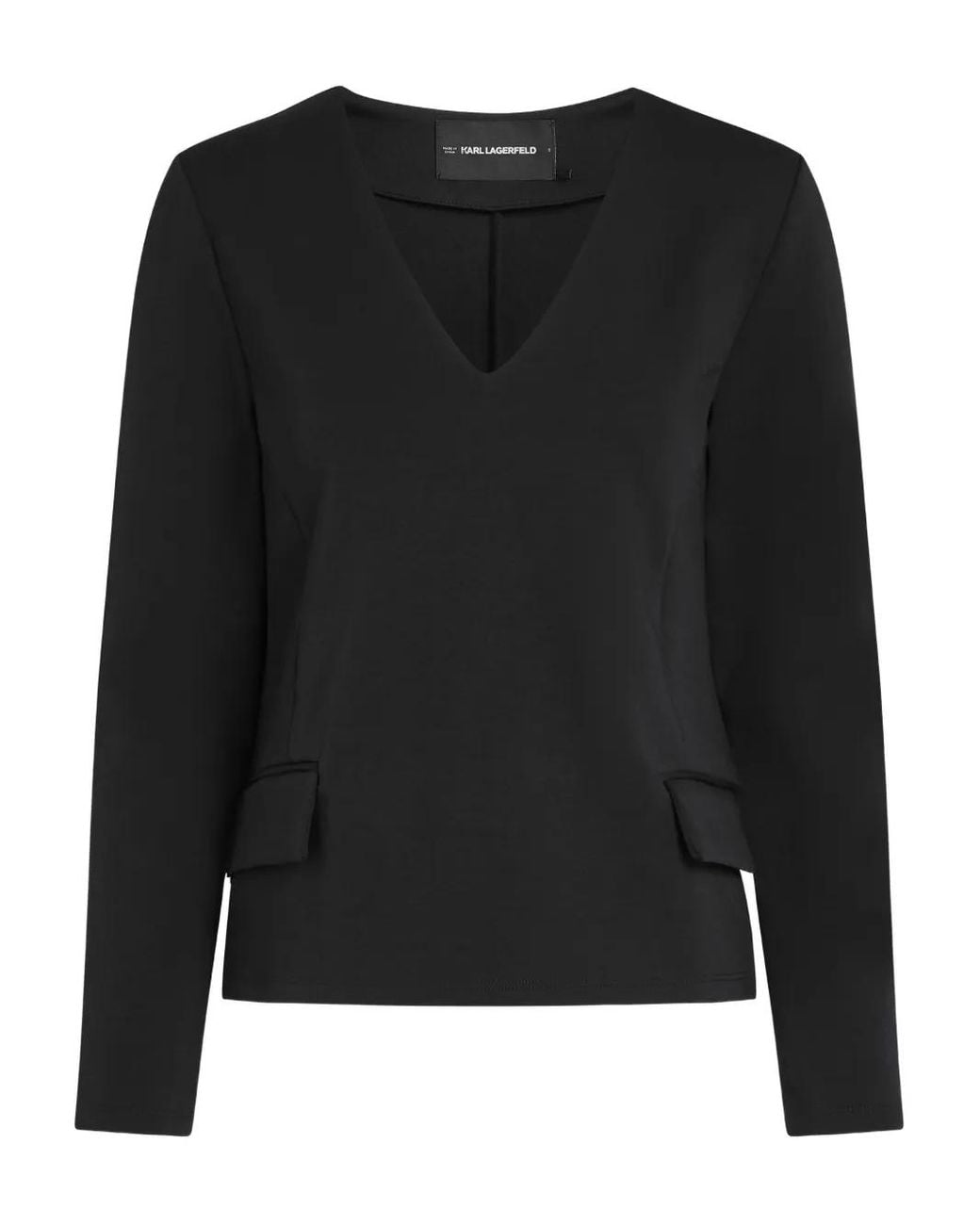 Karl Lagerfeld Black Flap-Pocket Top