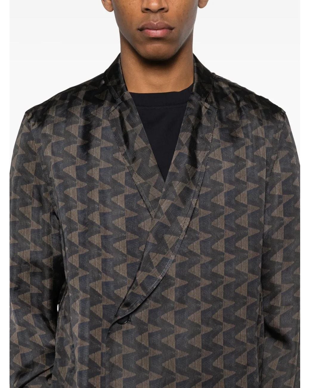Giorgio Armani Gray Geometric-Patterned Blazer for men