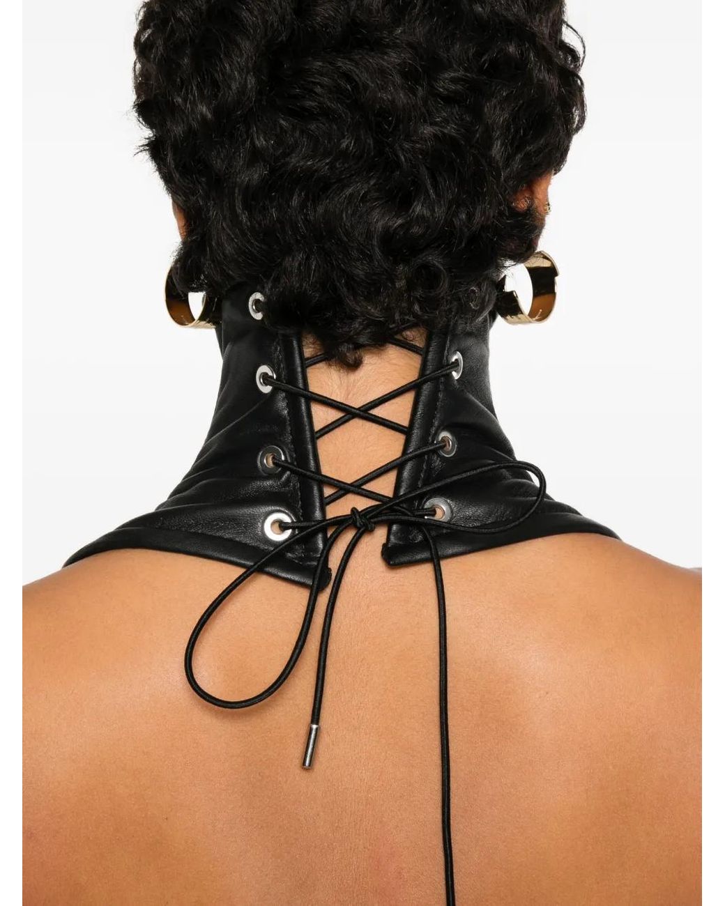 MITILIANE COUTURE Black Panelled Leather Corset