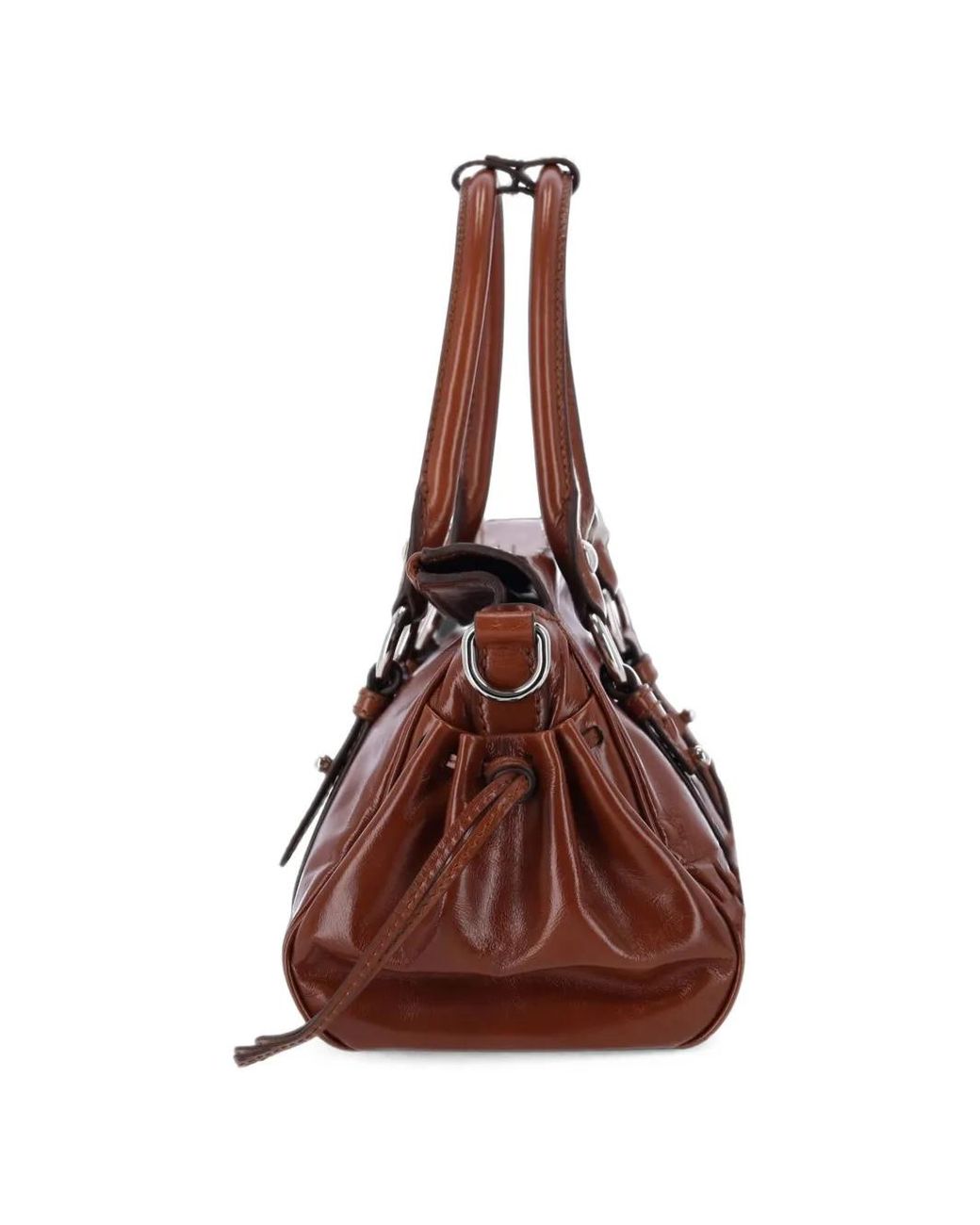 Miu Miu Brown Glossy Leather Handbag