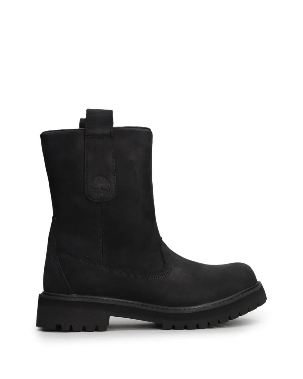 Timberland Black Heritage Logo-Debossed Pull-On Biker Boots for men