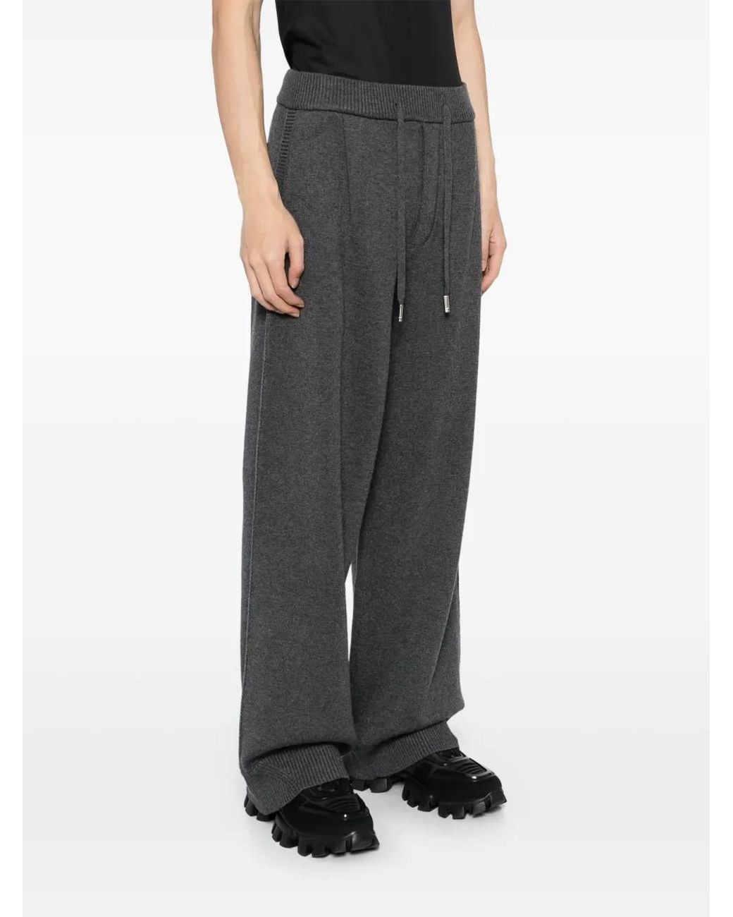 ZZERO BY SONGZIO Gray Panther Wide-Leg Knitted Trousers for men