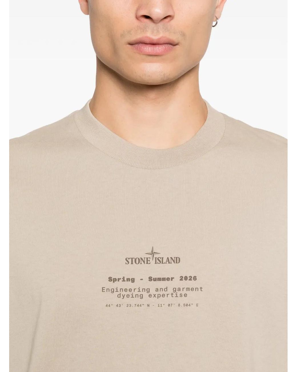 Stone Island Natural Short-Sleeve T-Shirt With Compass Graphic for men