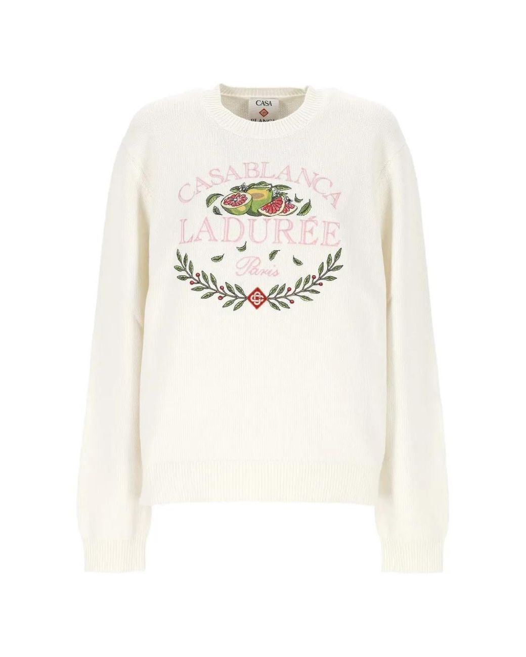 Casablanca White X Laduree Intarsia-Knit Sweater