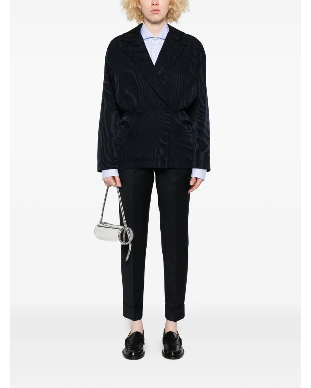Berwich Black Cuffed Wool Trousers