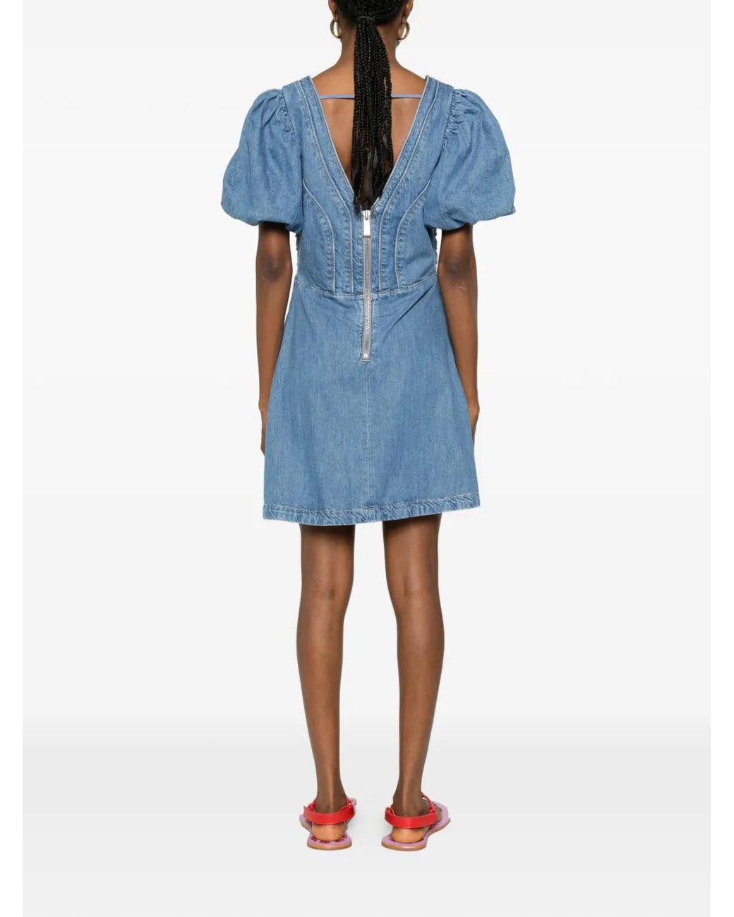 Farm Rio Blue Robe Courte À Détails De Coutures