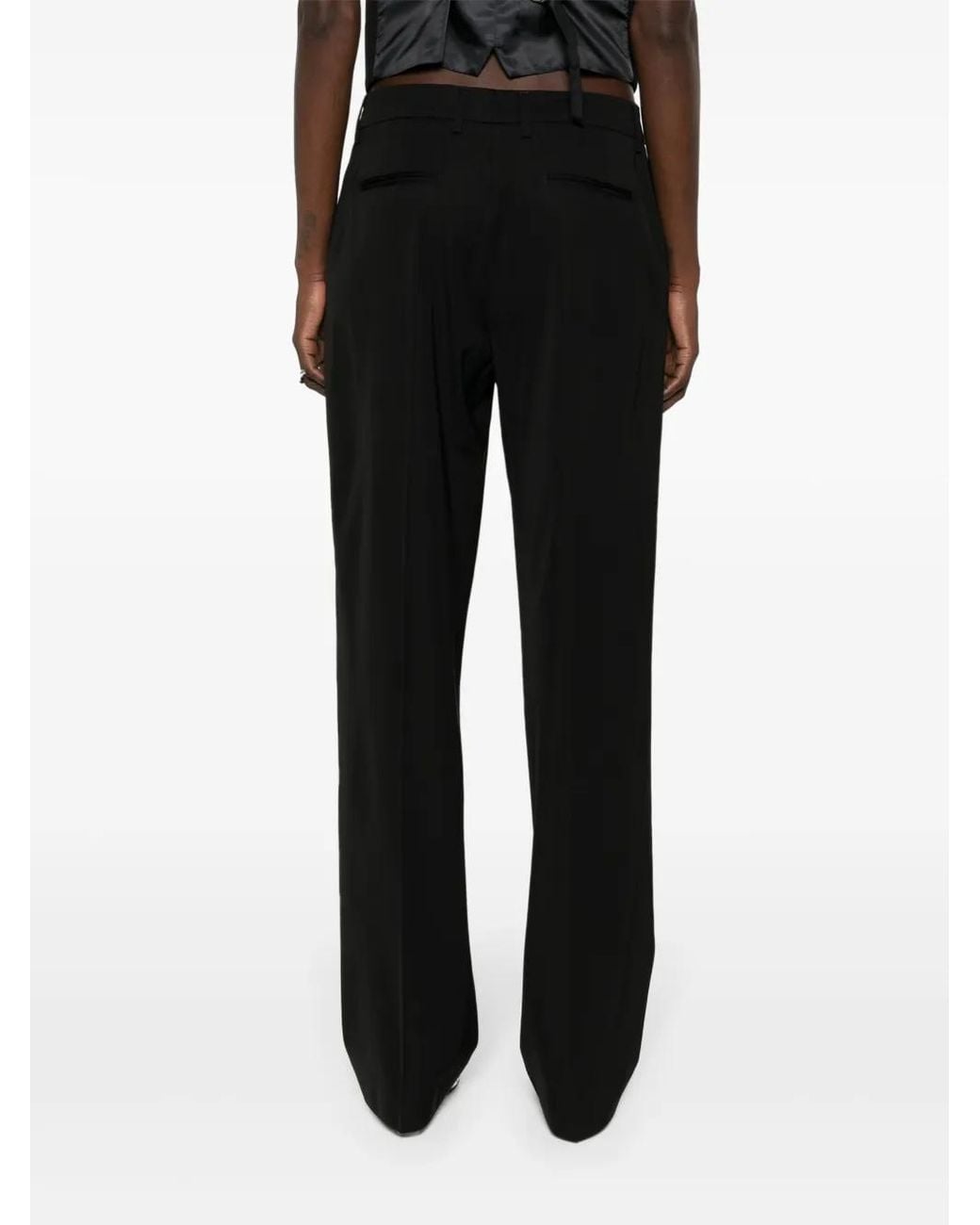 PT Torino Black Pressed-Crease Trousers