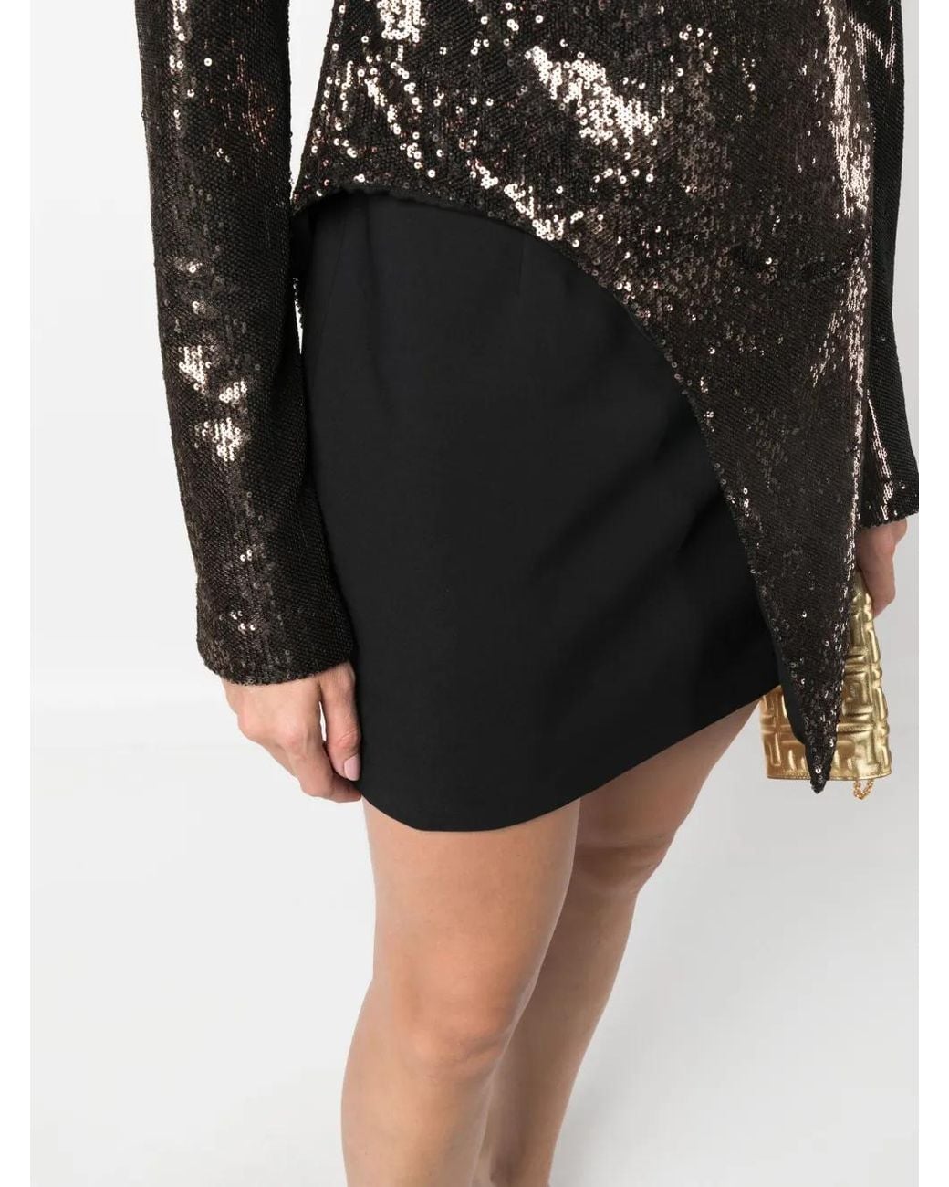 Genny Black Sequin-Embellished Layered Minidress