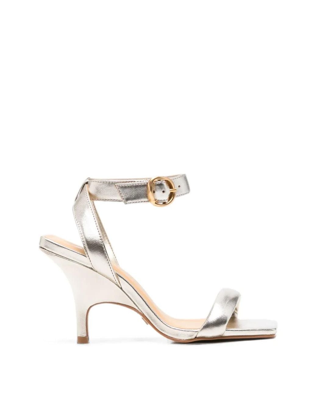 Carrano White Buckle-Fastening Metallic Sandals