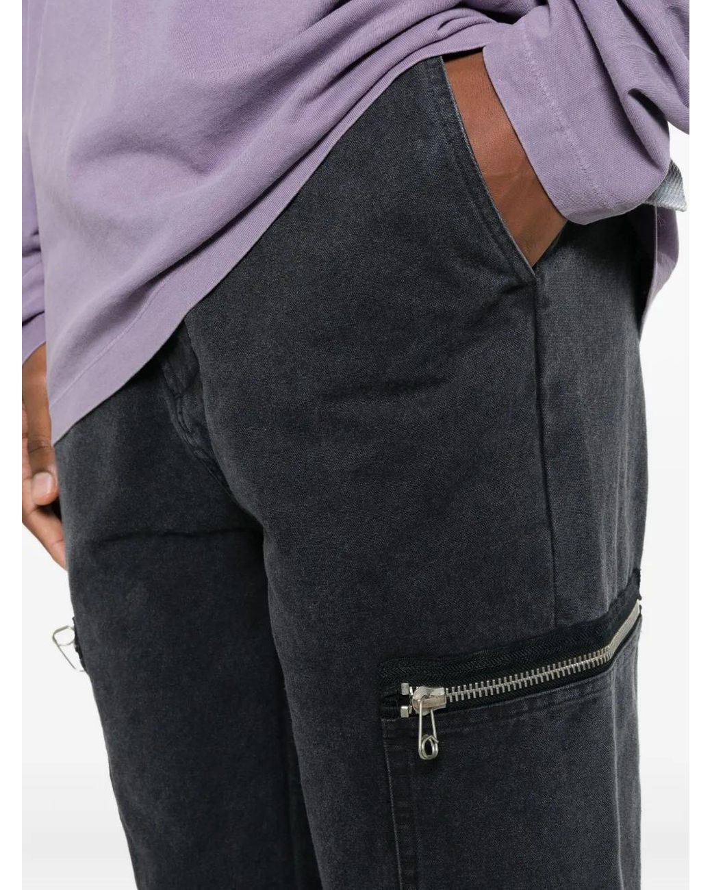 Oamc Peacemaker Gray Flight Pant Zip Pocket Trousers for men