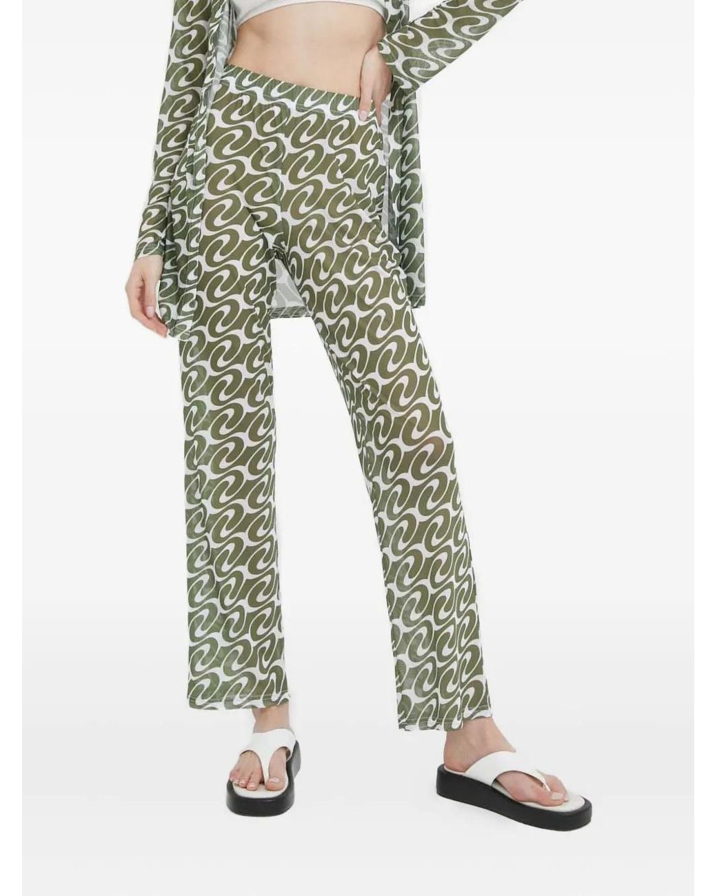 Résumé Green Geometric-Pattern Trousers