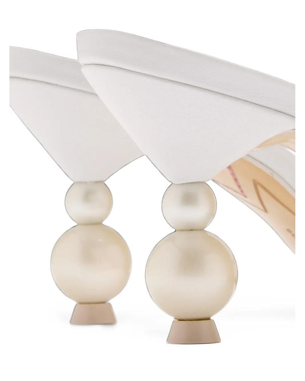 Sophia Webster White Perla Lace-Panel Sandals