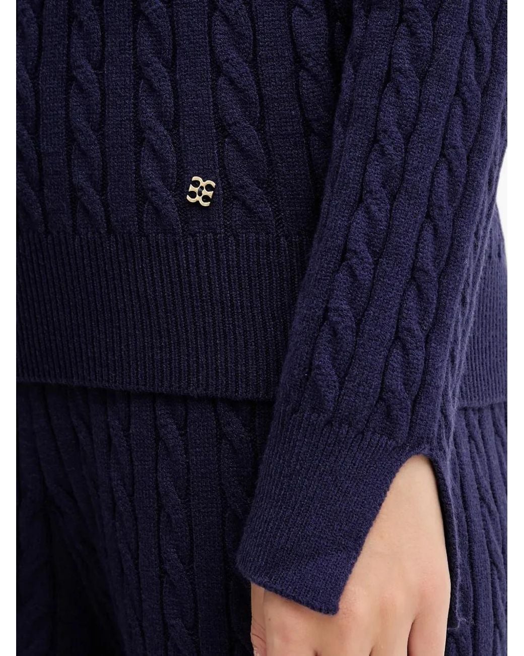 Chantelle Blue Twist Hooded Cable-Knit Jumper
