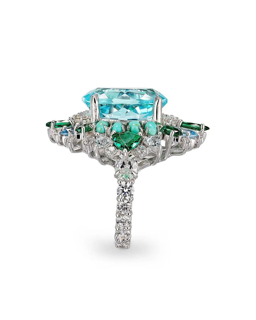 Anabela Chan Green Aqua Poseidon Ring Mit Steinen