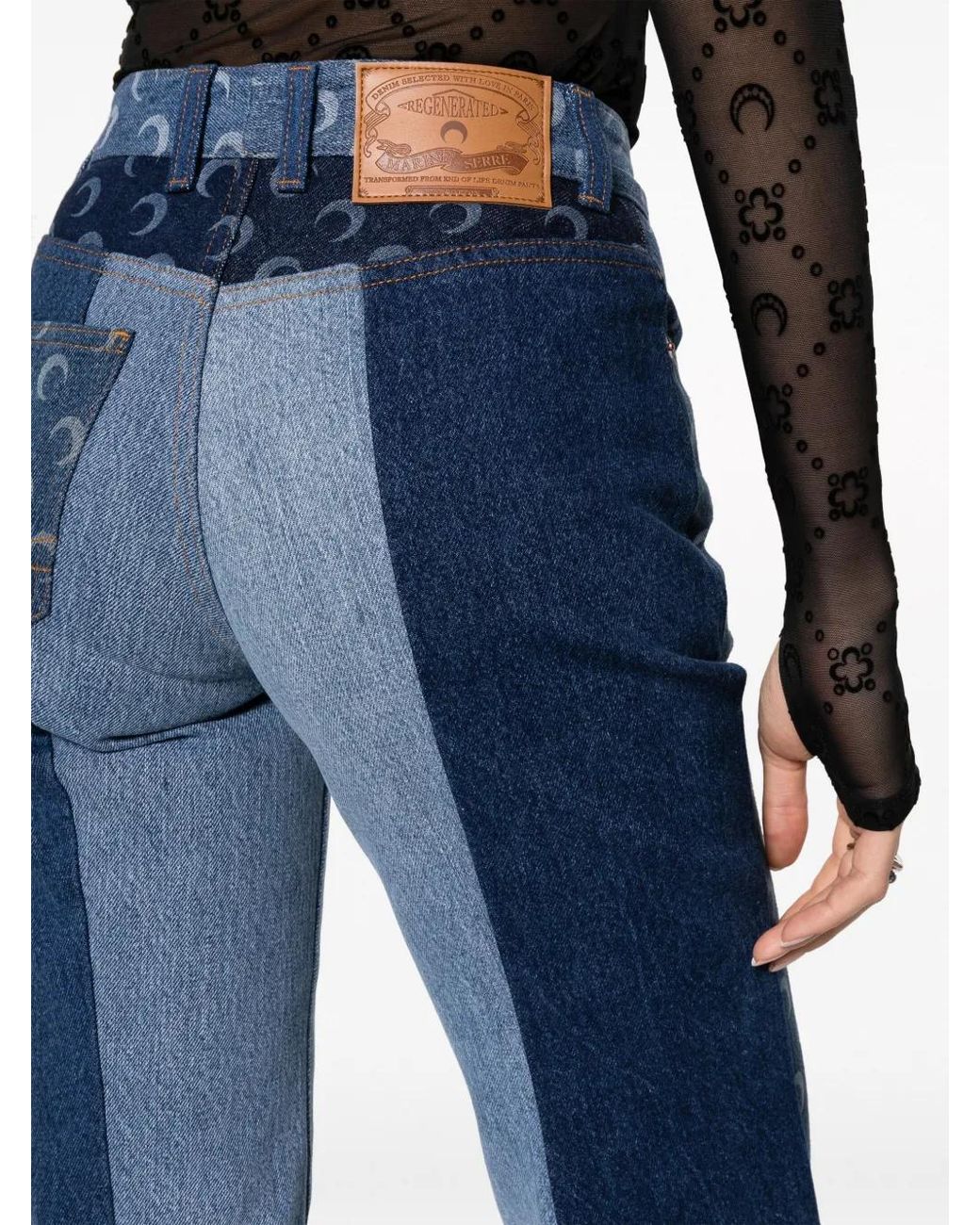 MARINE SERRE Blue Moon Regenerated Straight-Leg Jeans