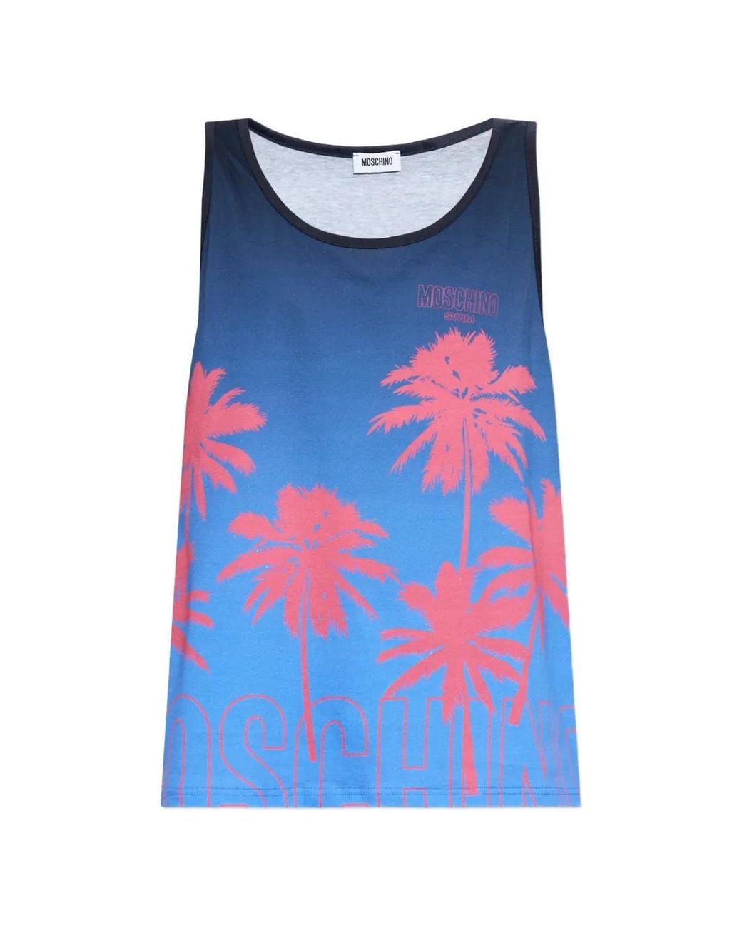 Moschino Blue Palm-Tree-Print Tank Top for men
