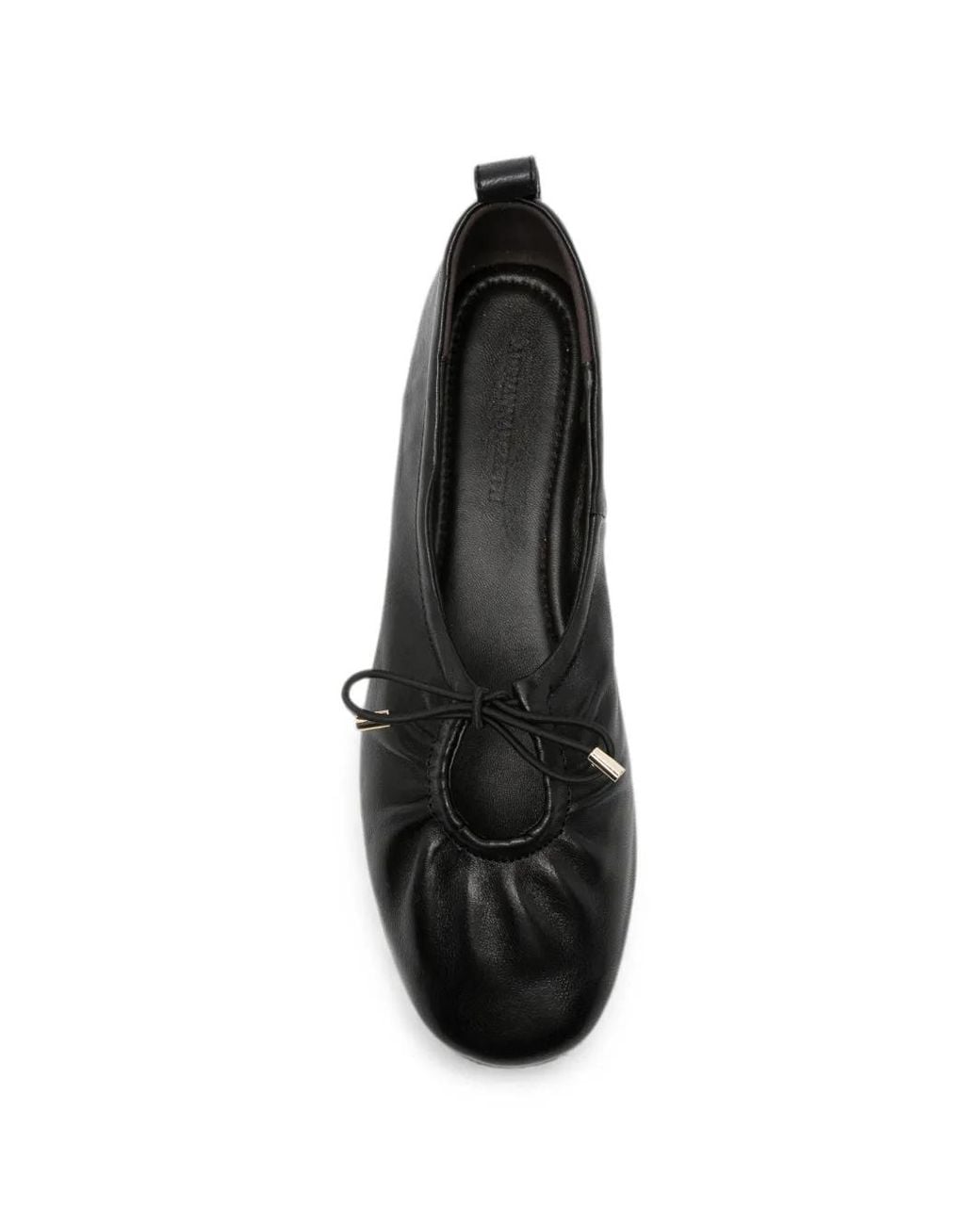 ADRIANNA FERETTI Black Bow-Detail Leather Ballet Flats