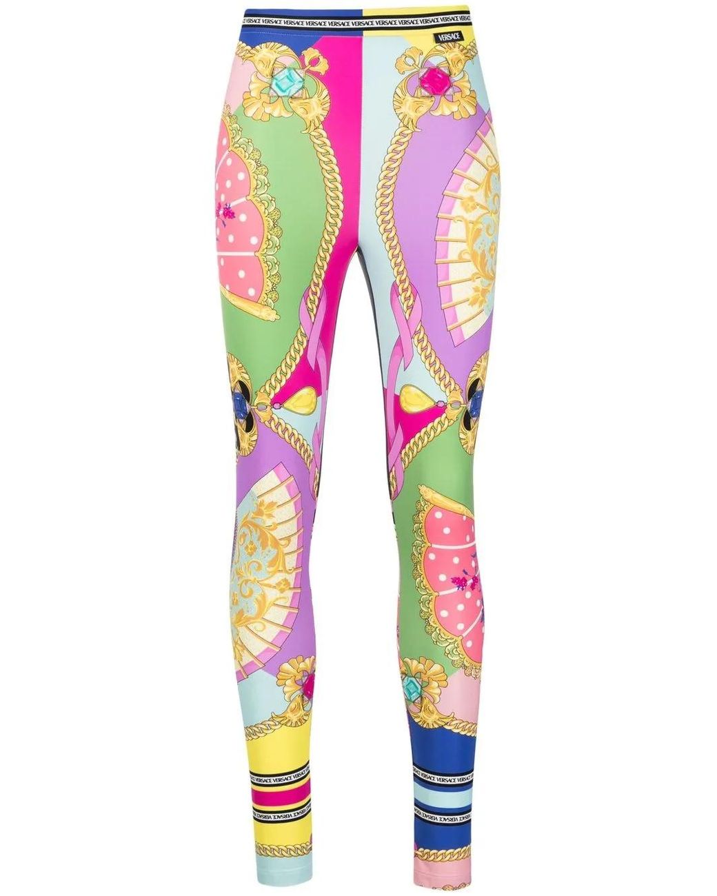 Versace Pink All-Over Graphic-Print Leggings