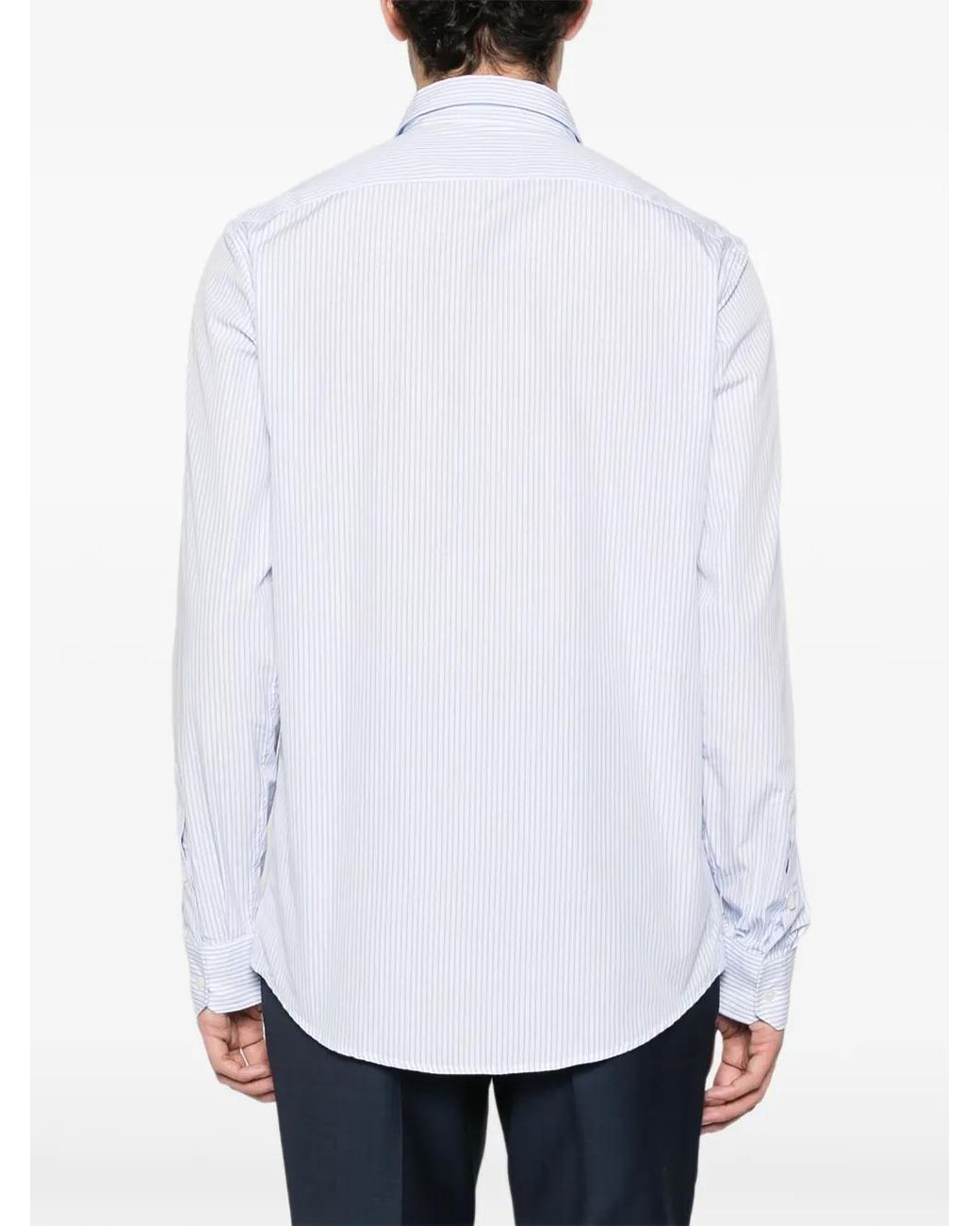 Fursac White Striped-Pattern Cotton Shirt for men