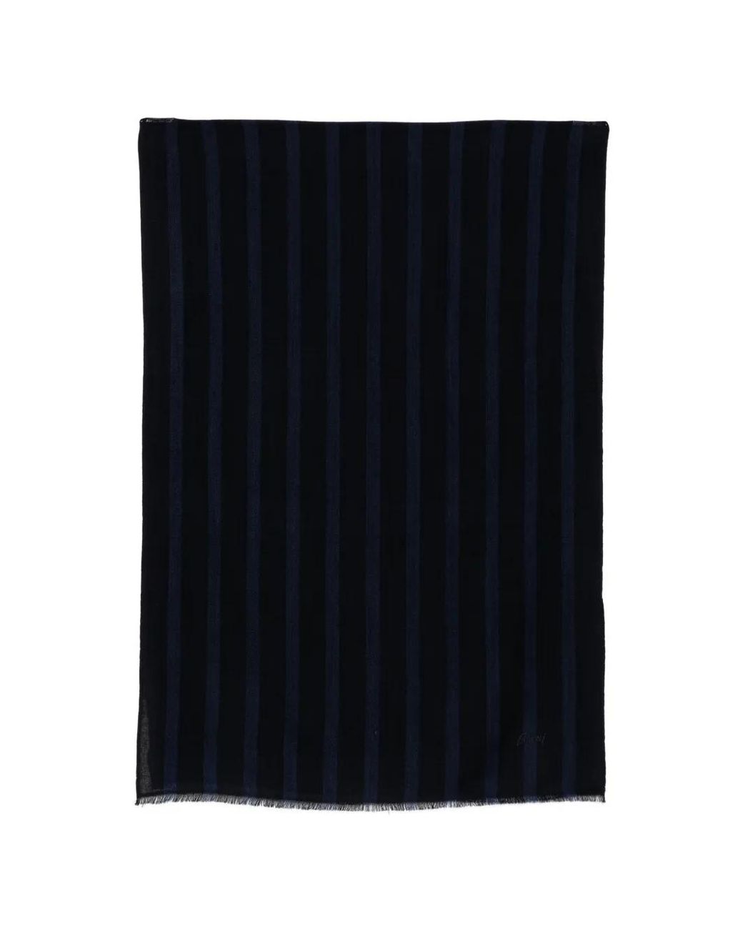 Brioni Black Vertical-Stripe Frayed Scarf for men
