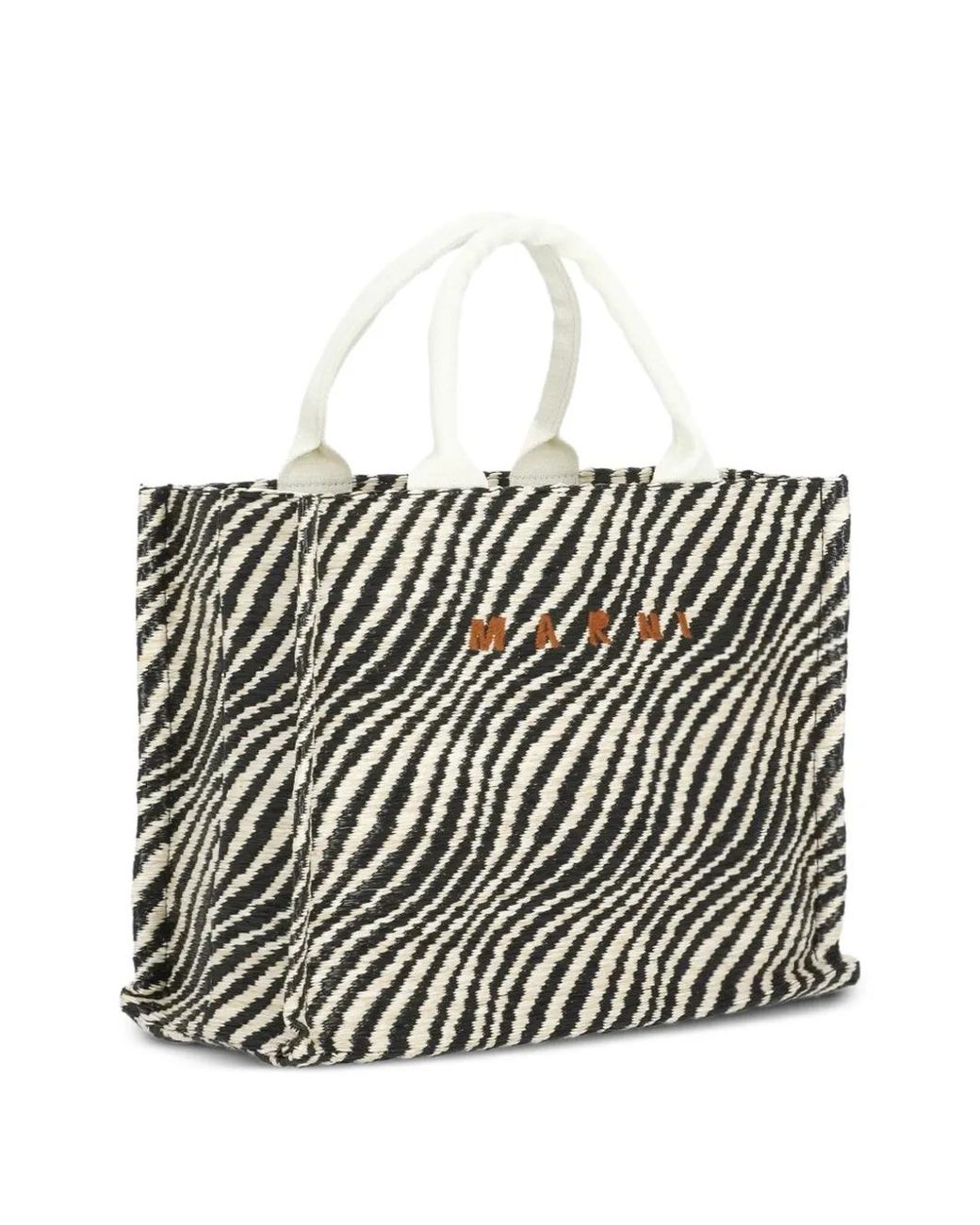 Marni White Zebra Print Handle Shoulder Bag