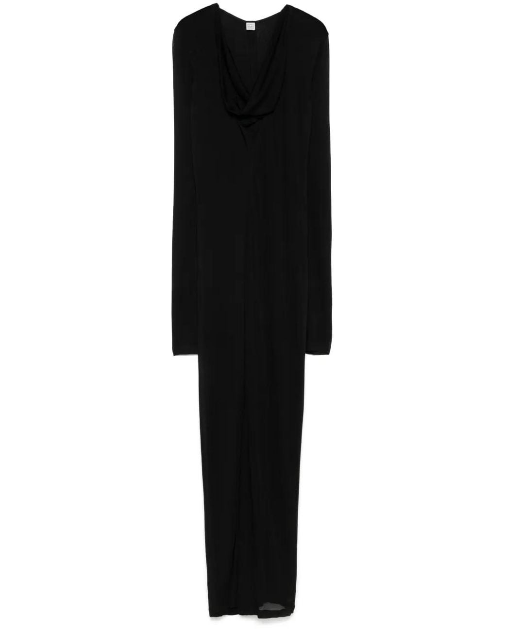 Totême Black Draped V-Neck Dress