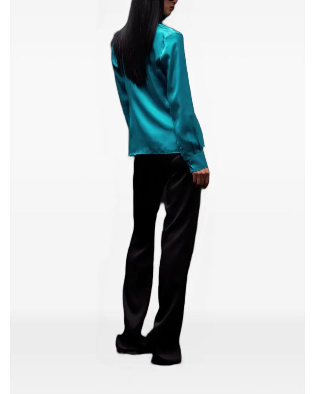 Gucci Blue Silk Satin Shirt