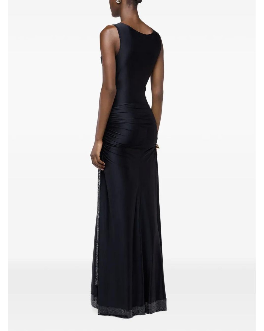 Rabanne Black Long Mesh And Jersey Dress