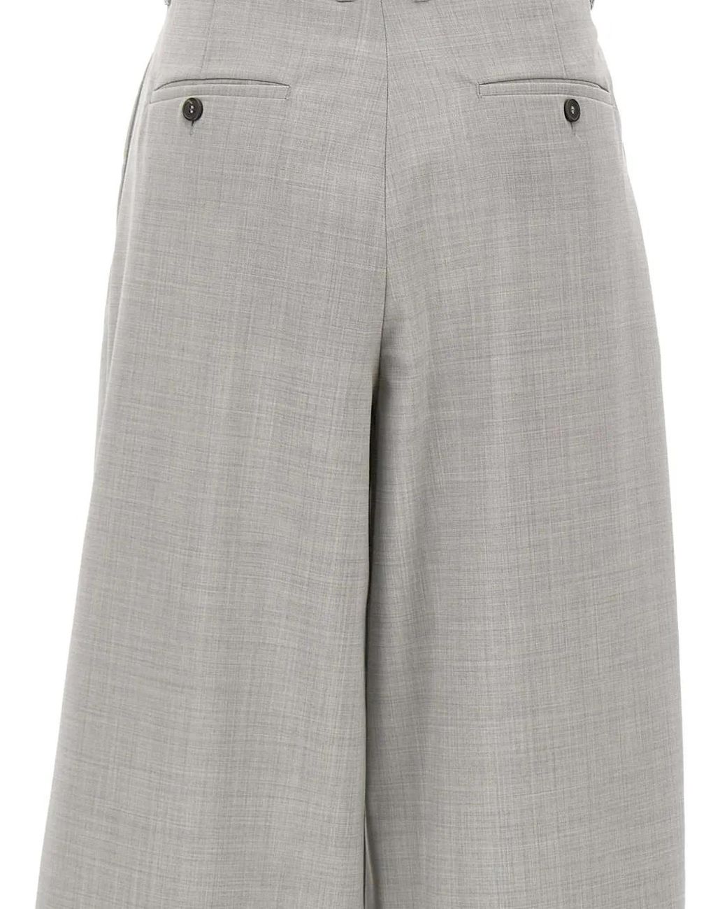 Max Mara Gray Pleated Wide-Leg Trousers