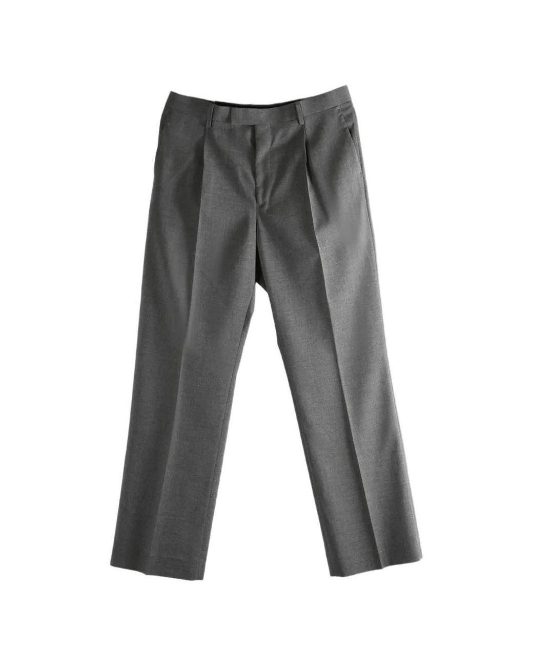 Auralee Gray Summer Twist Pleated Trousers for men