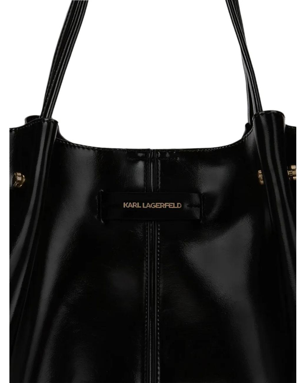 Karl Lagerfeld Black K/Pierced Large Shiny Tote Bag