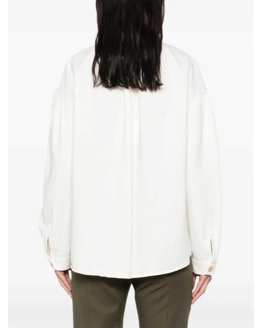 Forte_forte White High-Neck Button Top