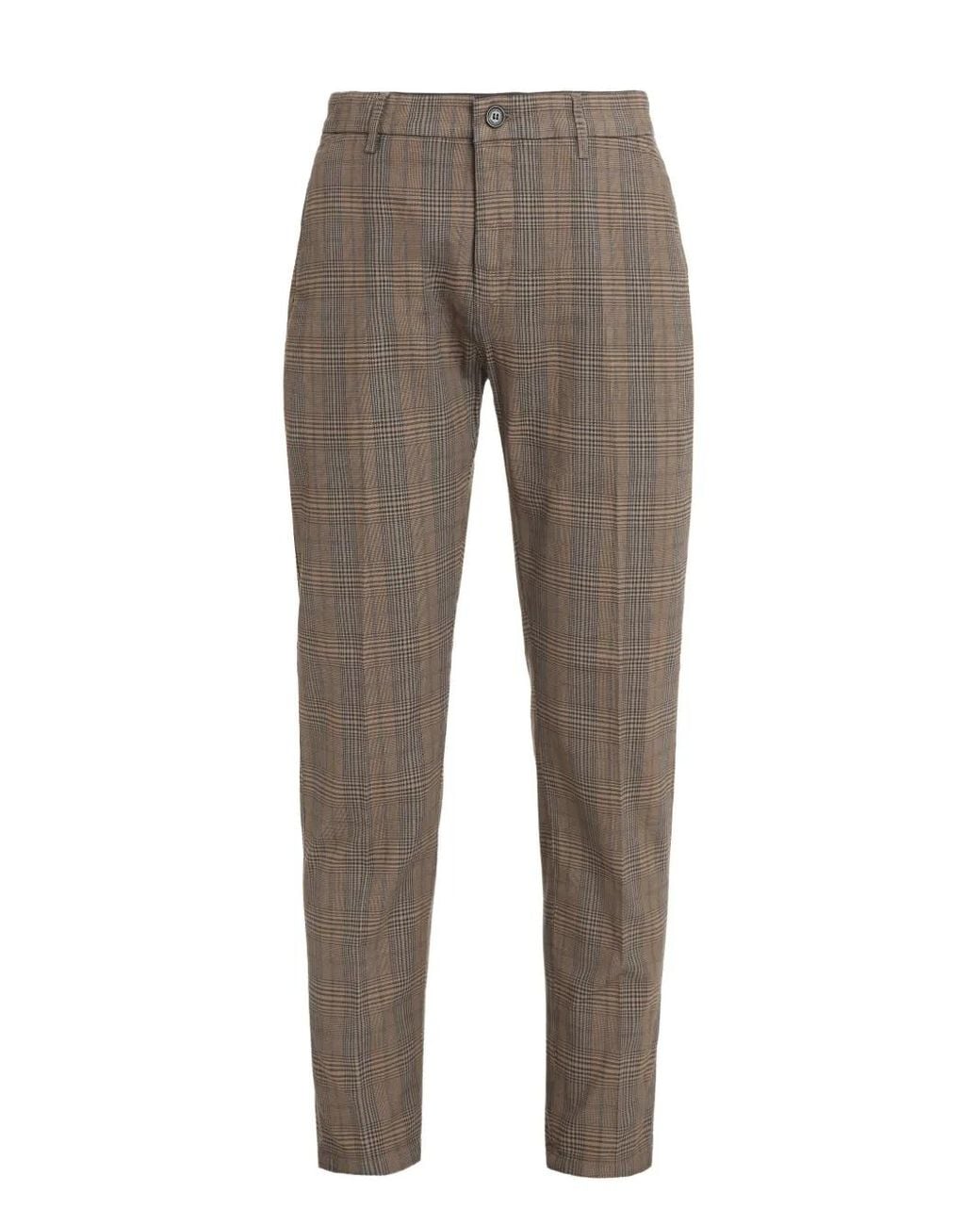 Department 5 Gray Checked Tailored Trousers for men